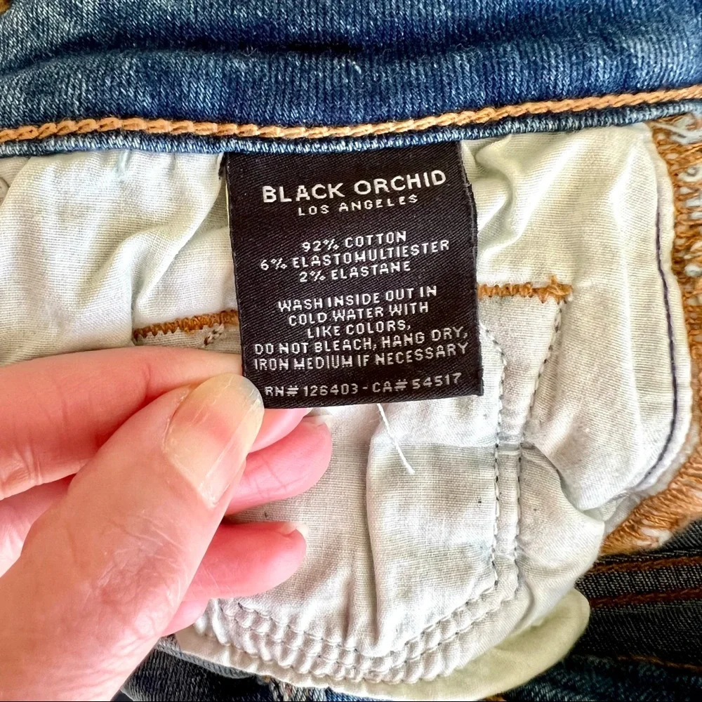 Black Orchid Jude Zipper Detail Skinny Jean Indigo Sz 26 - Picture 6 of 13